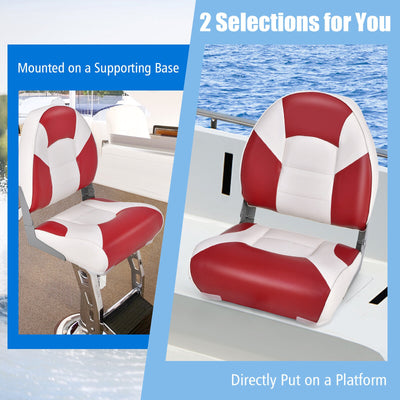 Low Back Boat Seat Folding Fishing chair with Thickened High-density Sponge Padding-Red