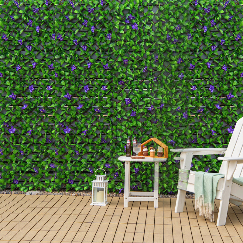 1 Piece Expandable Faux Ivy Privacy Screen Fence Panel Pack with Flower-Purple