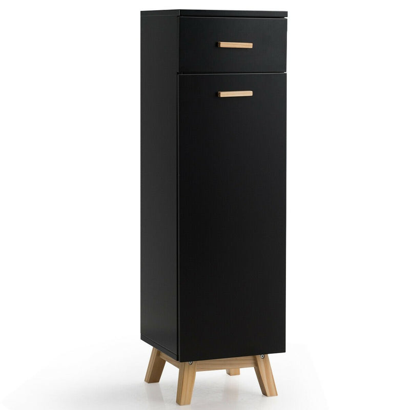 Waterproof Bathroom Cabinet with Adjustable Shelves and Sliding Drawer-Black