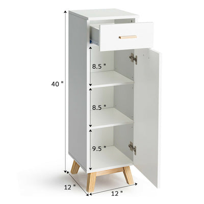 Waterproof Bathroom Cabinet with Adjustable Shelves and Sliding Drawer-White