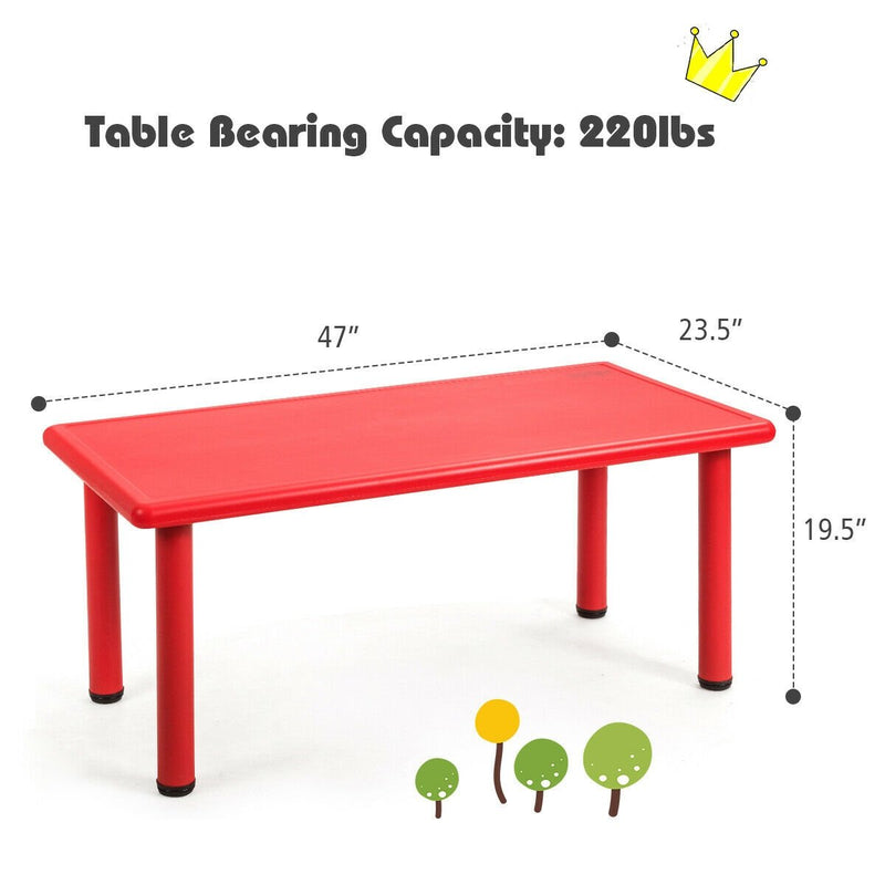 Kids Plastic Rectangular Learn and Play Table-Red