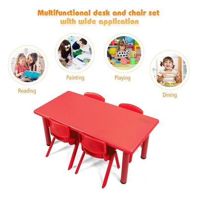 Kids Plastic Rectangular Learn and Play Table-Red