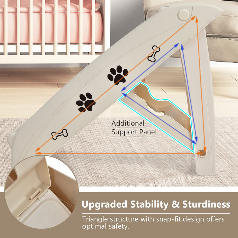 Collapsible Plastic Pet Stairs 4 Step Ladder for Small Dog and Cats-Beige