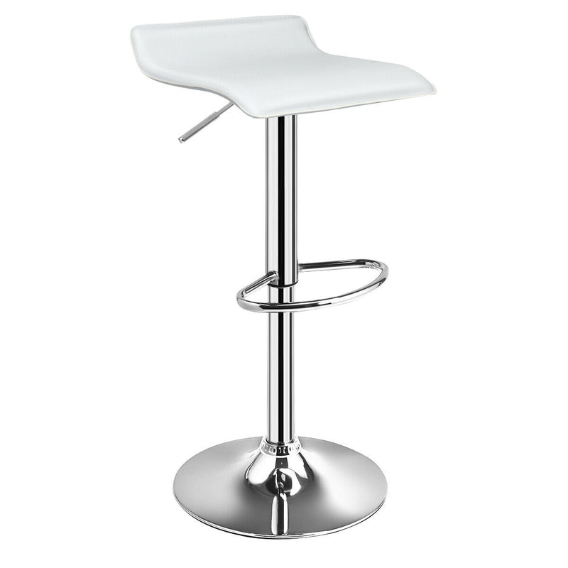 Set of 2 Adjustable PU Leather Backless Bar Stools-White