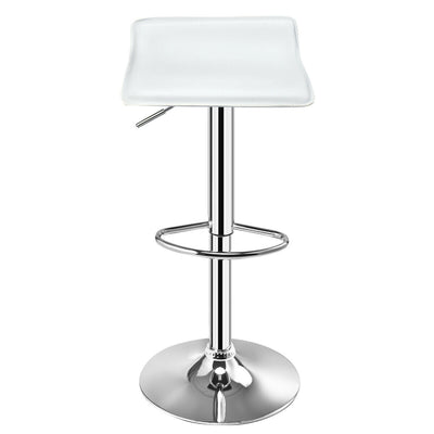 Set of 2 Adjustable PU Leather Backless Bar Stools-White