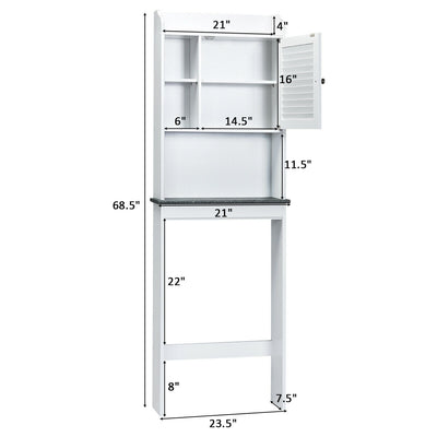 3-Tier Bathroom Over-the-toilet Storage Cabinet with Adjustable Shelves