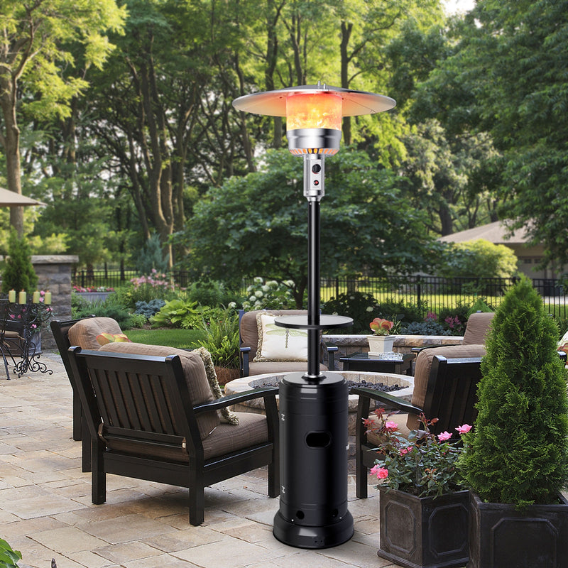 Outdoor Heater Propane Standing LP Gas Steel with Table and Wheels-Black