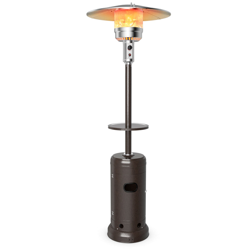 Outdoor Heater Propane Standing LP Gas Steel with Table & Wheels-Brown