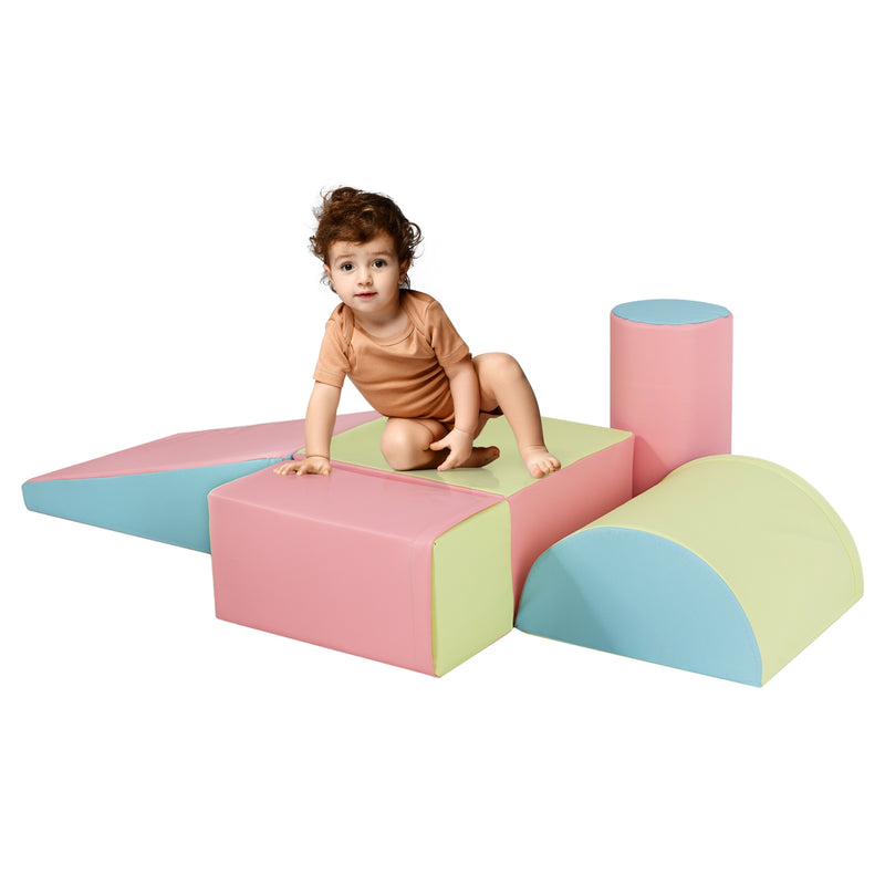 5-Piece Set Climb Activity Play Safe Foam Blocks-Pink