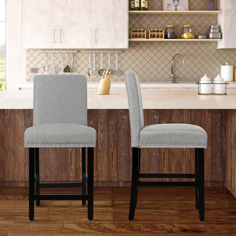 25 Inch Kitchen Chairs w/ Rubber Wood Legs-Gray