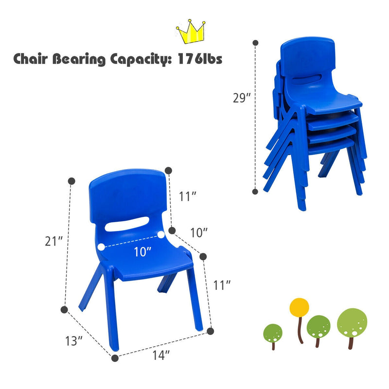 4-pack Kids Plastic Stackable Classroom Chairs-Blue