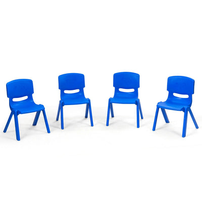 4-pack Kids Plastic Stackable Classroom Chairs-Blue