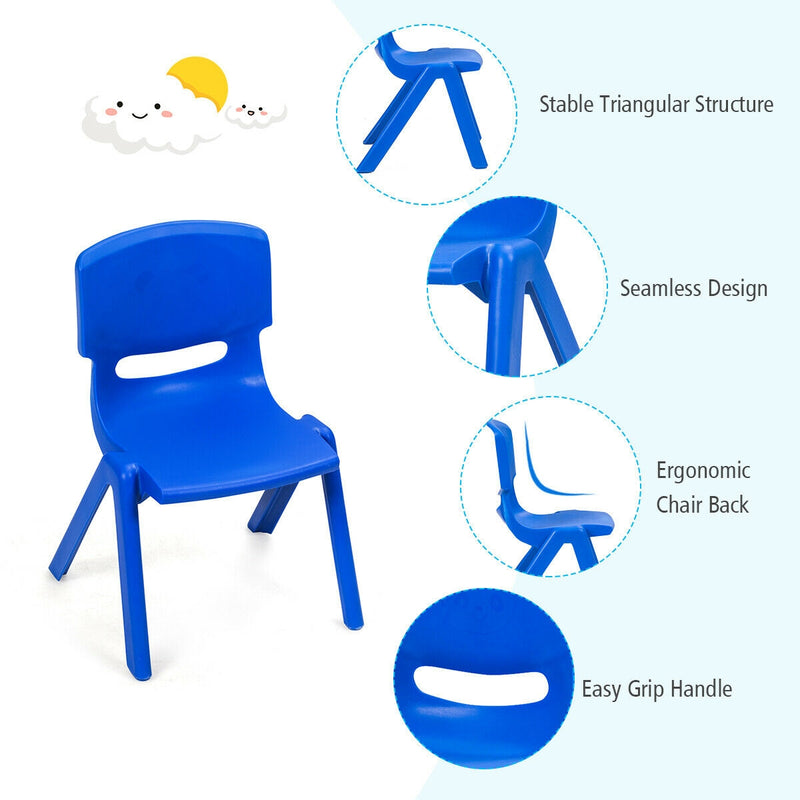 4-pack Kids Plastic Stackable Classroom Chairs-Blue