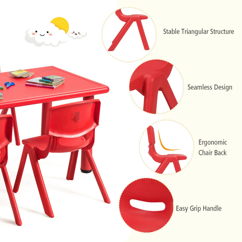 4-pack Kids Plastic Stackable Classroom Chairs-Red