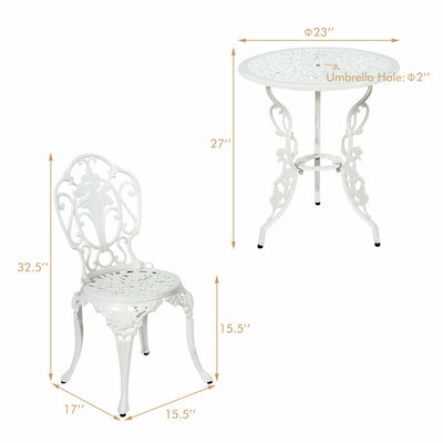 3 Pieces Patio Table Chairs Furniture Bistro Set