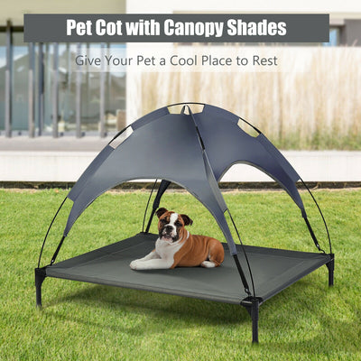 Portable Elevated Outdoor Pet Bed with Removable Canopy Shade-42 Inch