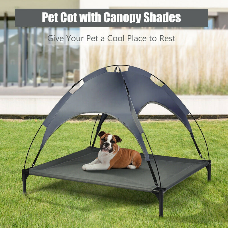 Portable Elevated Outdoor Pet Bed with Removable Canopy Shade-42 Inch