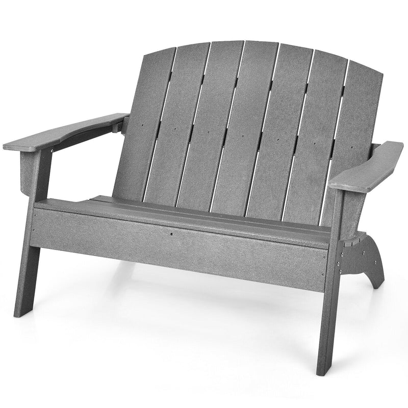 HDPE Patio Adirondack Chair for Porch Garden Backyard-Gray