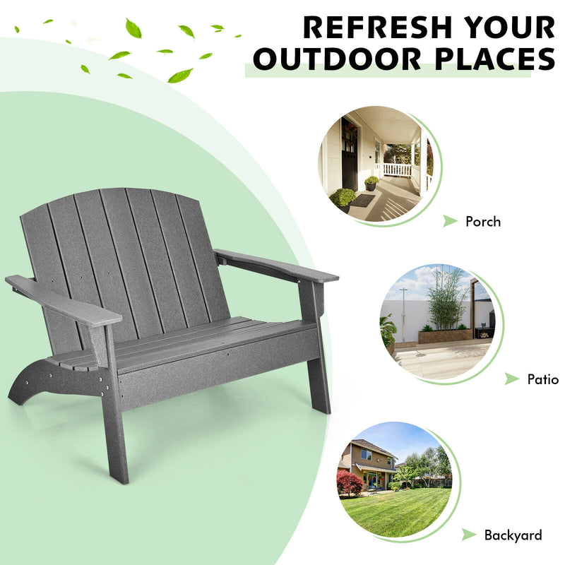 HDPE Patio Adirondack Chair for Porch Garden Backyard-Gray