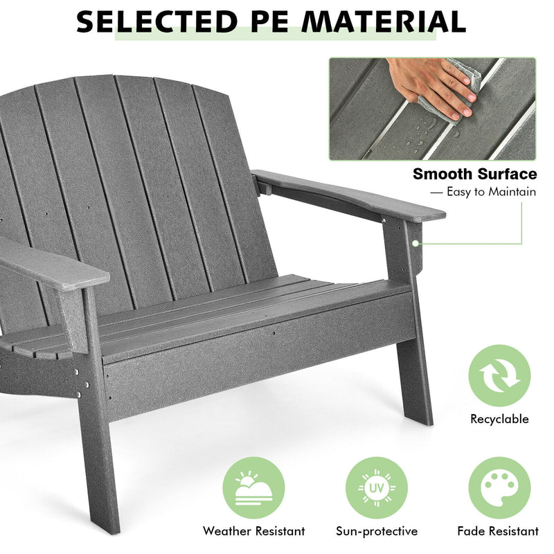 HDPE Patio Adirondack Chair for Porch Garden Backyard-Gray