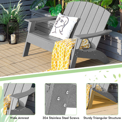 HDPE Patio Adirondack Chair for Porch Garden Backyard-Gray