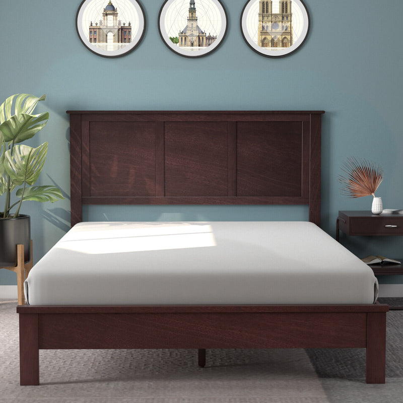 Full Wood Headboard Flat Panel with Pre-drilled Holes and Height Adjustment-Brown