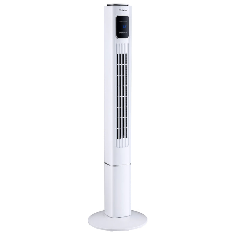 Portable 48 Inch Oscillating Standing Bladeless Tower Fans with 3 Speeds Remote Control-White