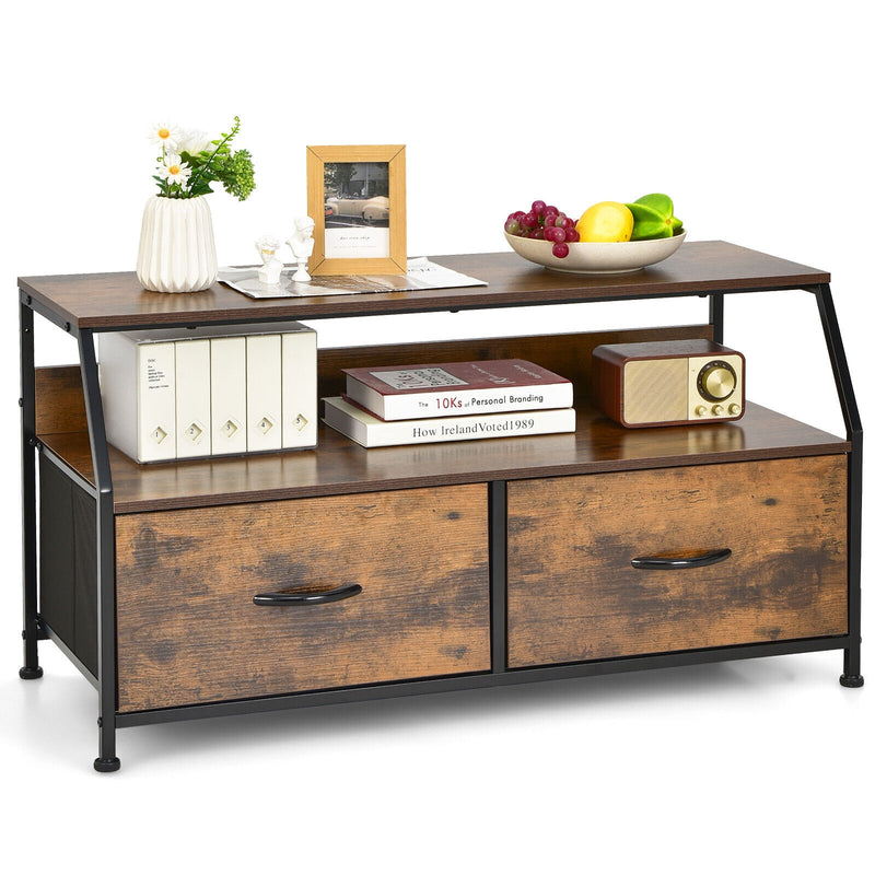 Multifunctional Dresser Organizer with 2 Storage Drawer and Open Shelves-Rustic Brown