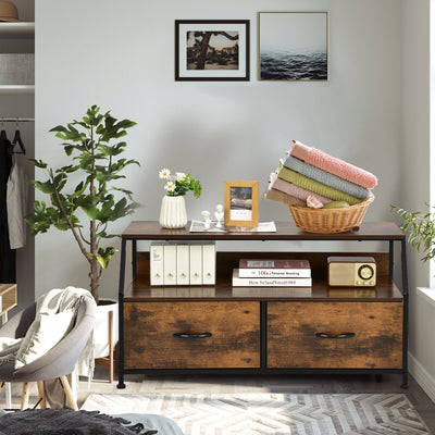 Multifunctional Dresser Organizer with 2 Storage Drawer and Open Shelves-Rustic Brown