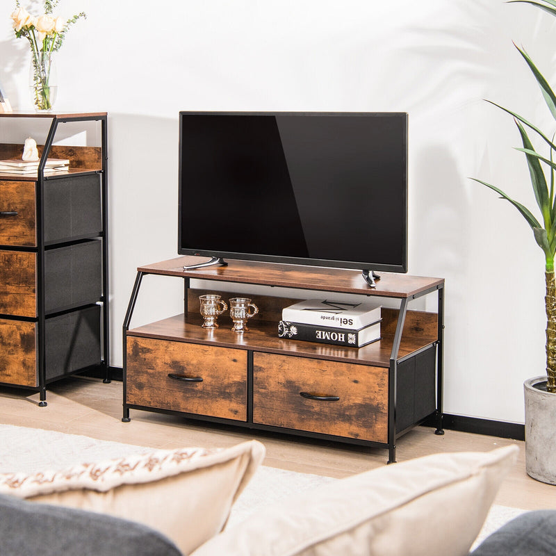 Multifunctional Dresser Organizer with 2 Storage Drawer and Open Shelves-Rustic Brown