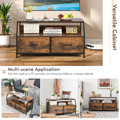 Multifunctional Dresser Organizer with 2 Storage Drawer and Open Shelves-Rustic Brown