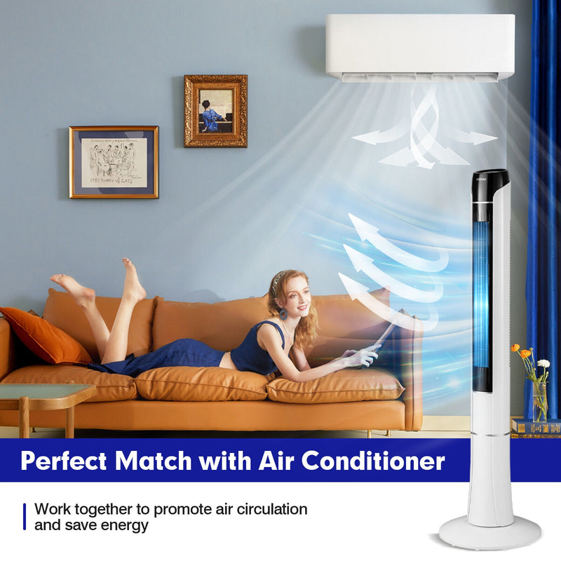 Portable 48 Inches Tower Fan with Remote Control-White