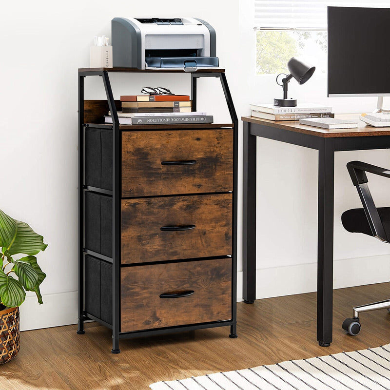 Freestanding Cabinet Dresser with Wooden Top Shelves-M