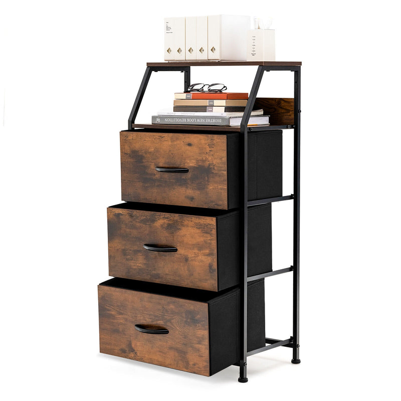 Freestanding Cabinet Dresser with Wooden Top Shelves-M