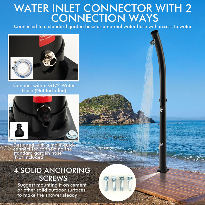 7.2 Feet Solar-Heated Shower with 360° Rotating Shower Head