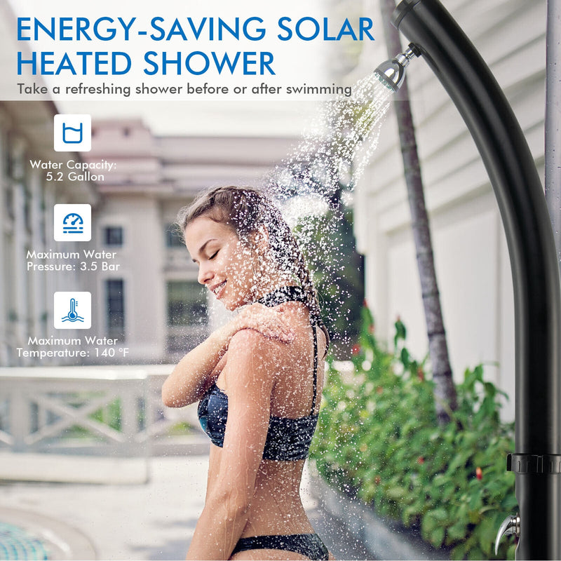 7.2 Feet Solar-Heated Shower with 360° Rotating Shower Head