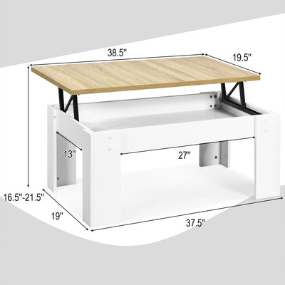 Lift Top Coffee Pop-UP Cocktail Table-White