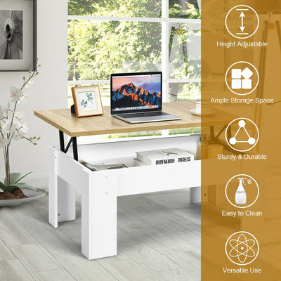 Lift Top Coffee Pop-UP Cocktail Table-White