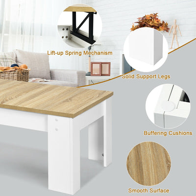 Lift Top Coffee Pop-UP Cocktail Table-White