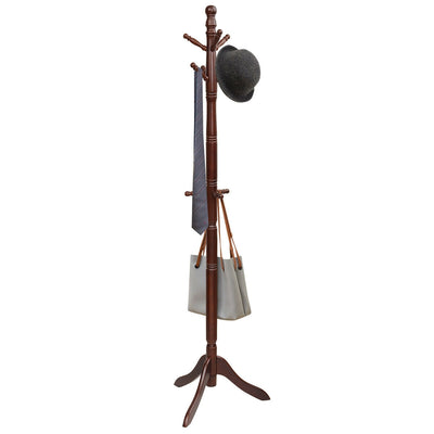 Adjustable Free Standing Wooden Coat Rack-Brown