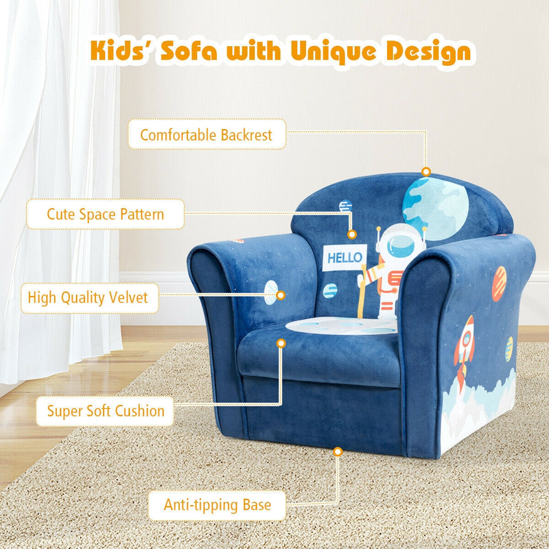 Kids Astronaut Armrest Upholstered Couch