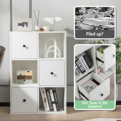 3-Tier Bookshelf with Anti-toppling Device for Living Room-White