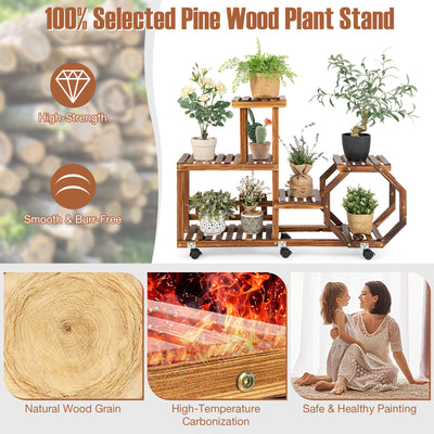 6-Layer Wooden Plant Stand for 8 Pots-Brown