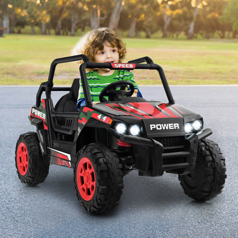 12V Kids UTV Ride on Car with 2.4G Remote Control Music and LED Lights-Red