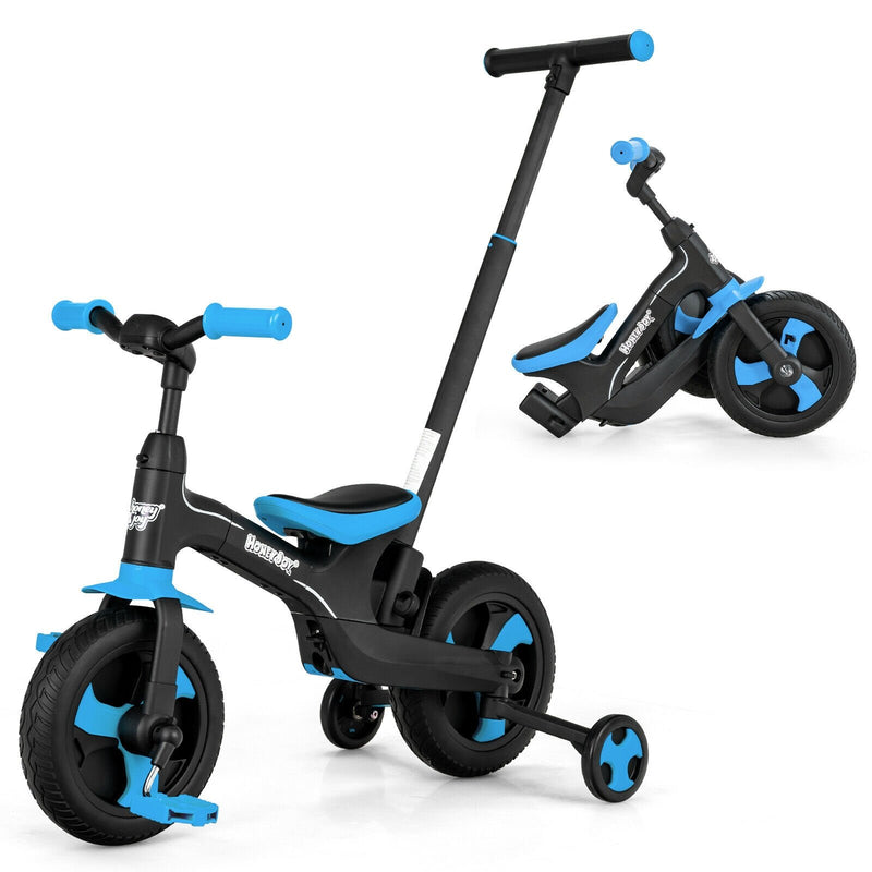 5-in-1 Multifunctional Kids Bike with Detachable Push Handle-Blue