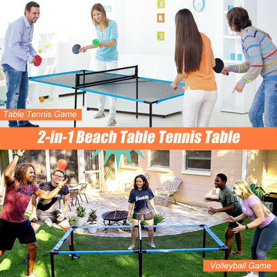 2-In-1 Ping Pong and Table Volleyball Table for Indoor and Outdoor.