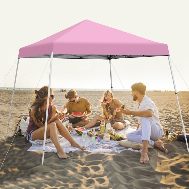 10 x 10 Feet Outdoor Instant Pop-up Canopy with Carrying Bag-Pink