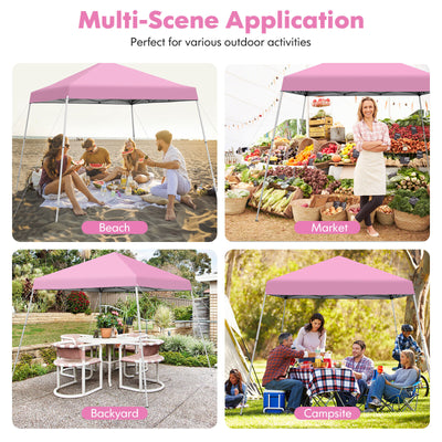 10 x 10 Feet Outdoor Instant Pop-up Canopy with Carrying Bag-Pink