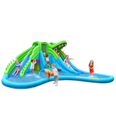 7-in-1 Inflatable Bounce House with Splashing Pool without Blower