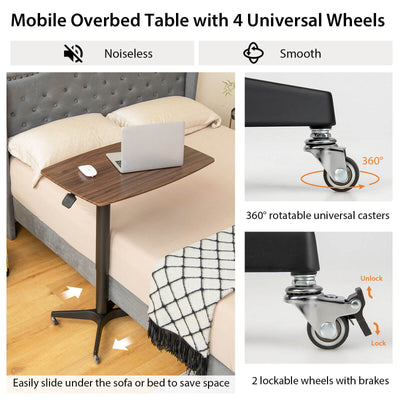 Height Adjustable Mobile Standing Desk with Lockable Wheels-Brown